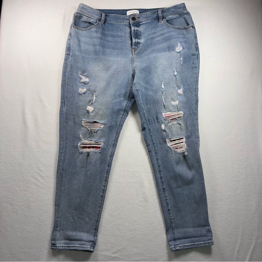 Lane Bryant Boyfriend Jeans Signature Fit Mid-rise 18 Distressed Flannel